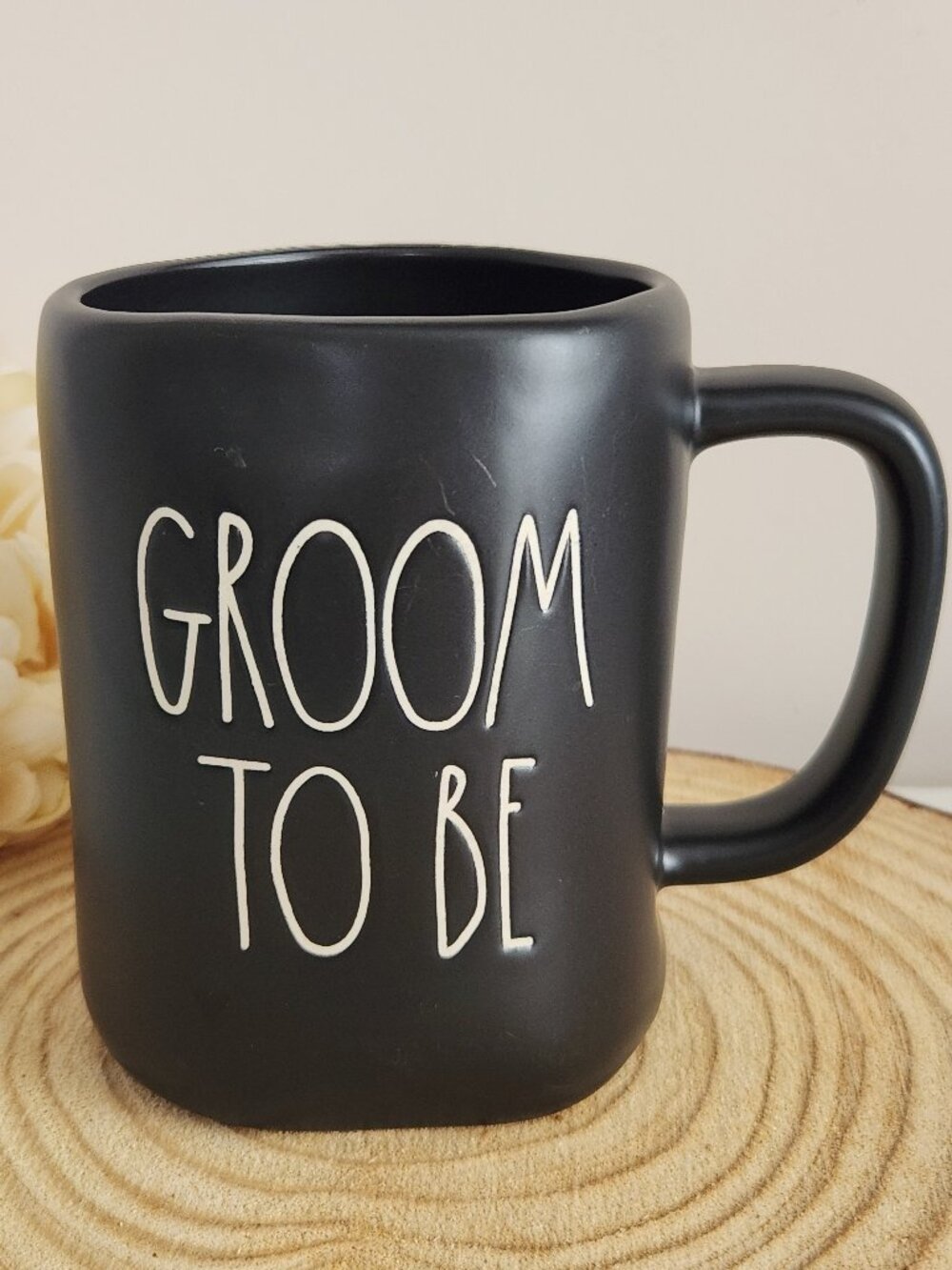 Rae Dunn Artisan Collection "Groom To Be" Black Ceramic Coffee Cup Mug